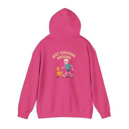 Just Ducking Around – Funny Skeleton Walking Duck | Funny Graphic Hoodie – S Hoodie by Printify