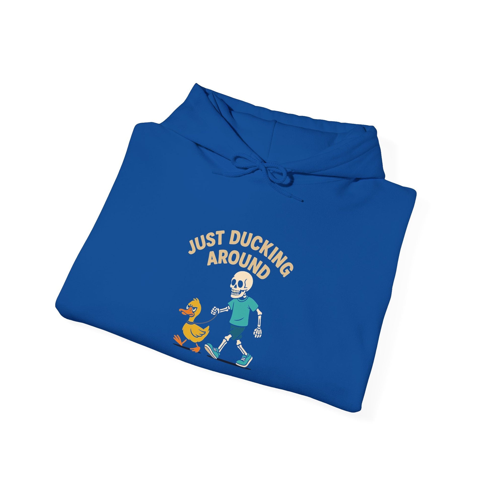 Just Ducking Around – Funny Skeleton Walking Duck | Funny Graphic Hoodie – S Hoodie by Printify