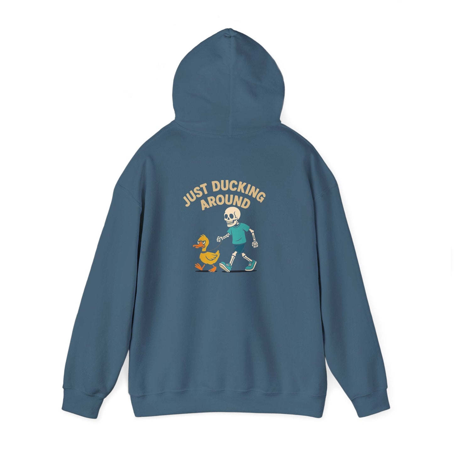 Just Ducking Around – Funny Skeleton Walking Duck | Funny Graphic Hoodie – S Hoodie by Printify
