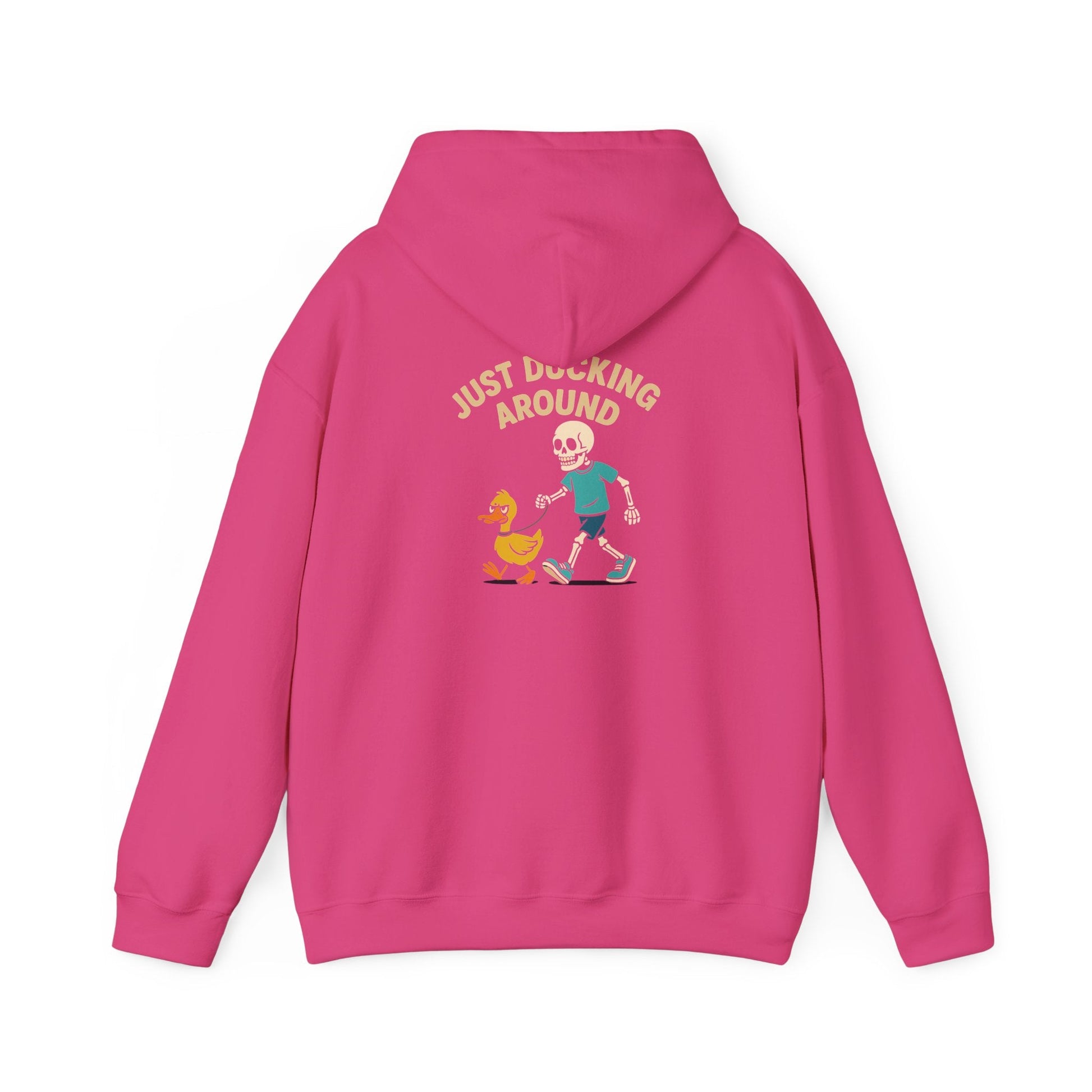 Just Ducking Around – Funny Skeleton Walking Duck | Funny Graphic Hoodie – S Hoodie by Printify