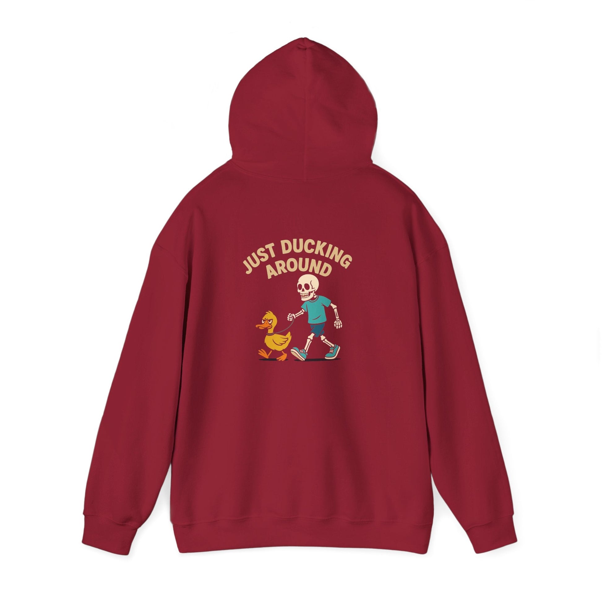 Just Ducking Around – Funny Skeleton Walking Duck | Funny Graphic Hoodie – S Hoodie by Printify