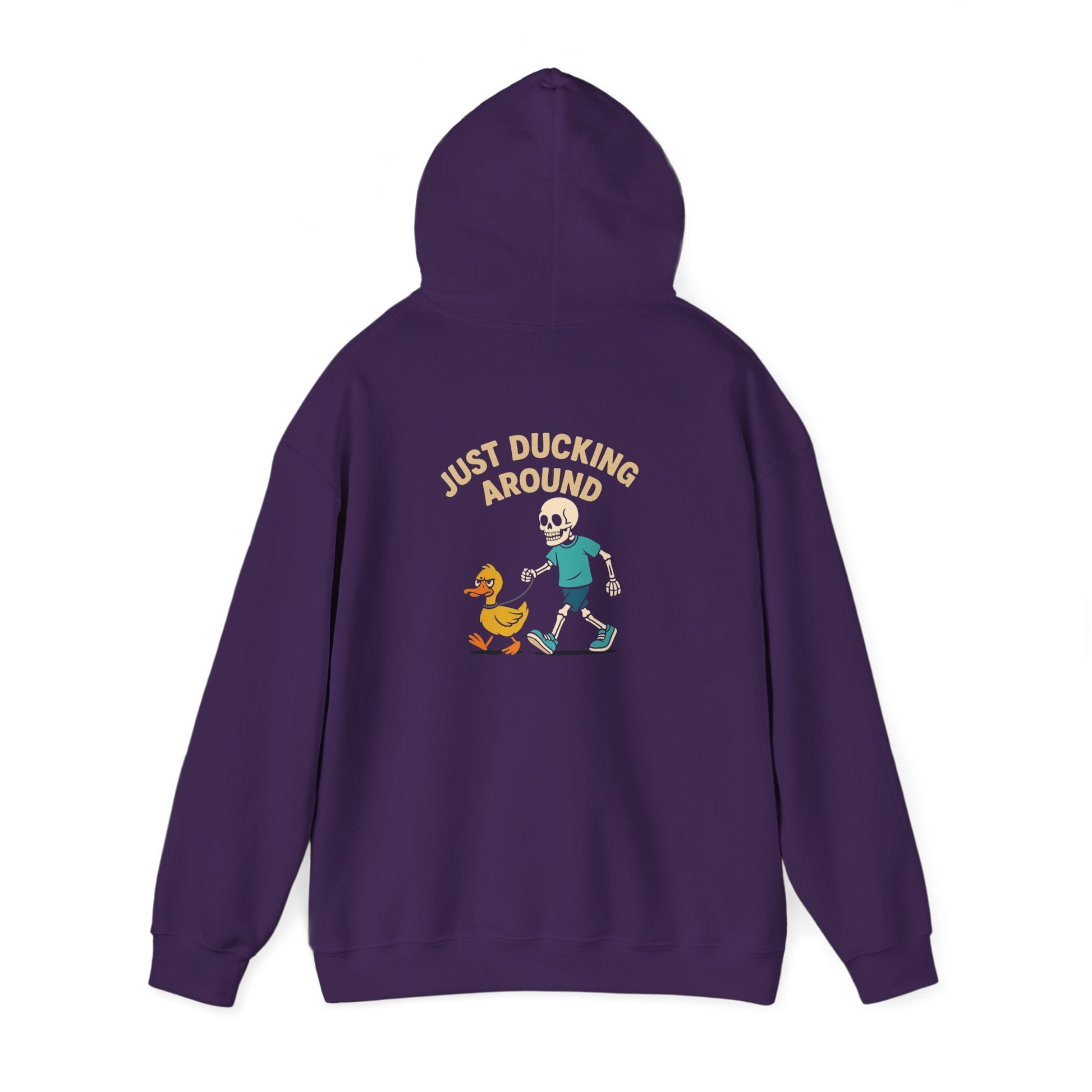 Just Ducking Around – Funny Skeleton Walking Duck | Funny Graphic Hoodie – S Hoodie by Printify
