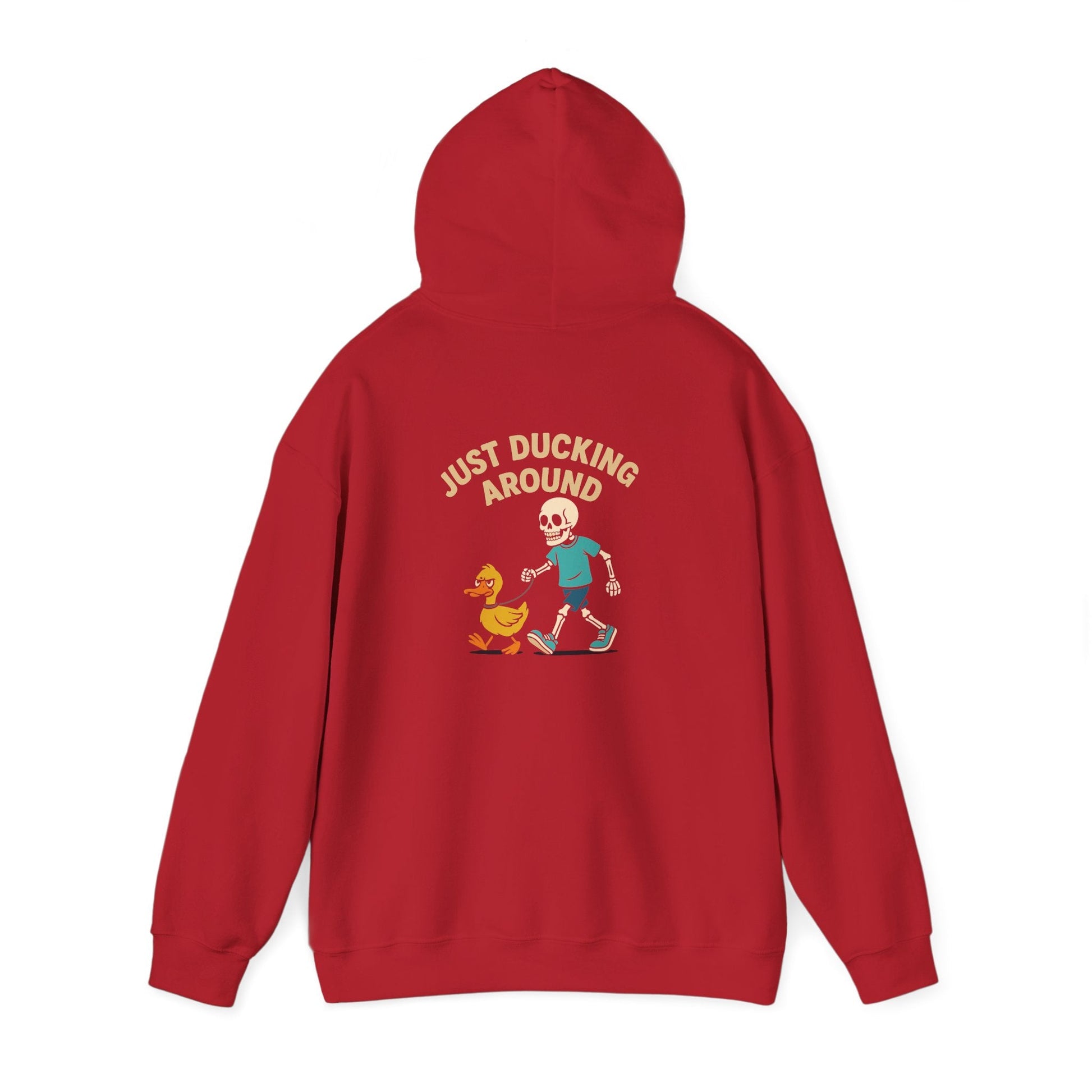 Just Ducking Around – Funny Skeleton Walking Duck | Funny Graphic Hoodie – S Hoodie by Printify