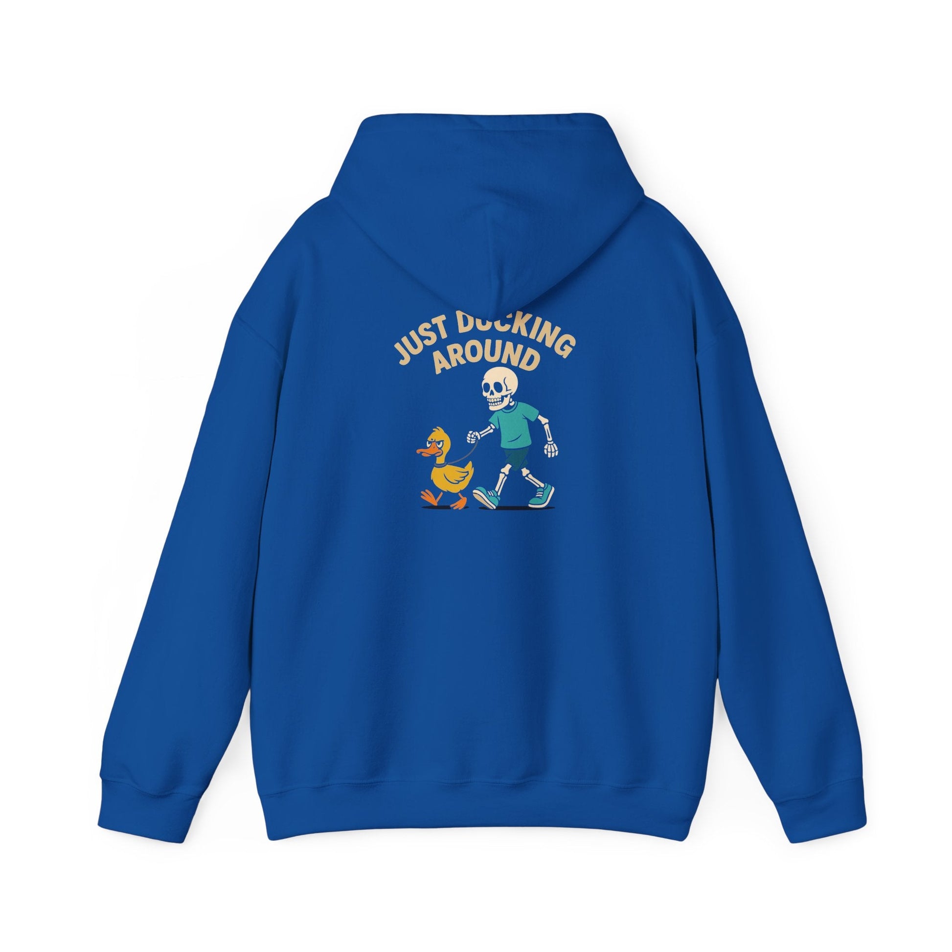 Just Ducking Around – Funny Skeleton Walking Duck | Funny Graphic Hoodie – S Hoodie by Printify
