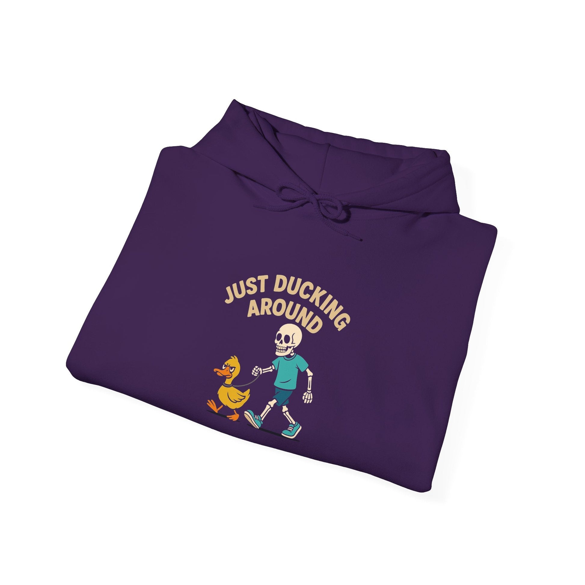 Just Ducking Around – Funny Skeleton Walking Duck | Funny Graphic Hoodie – S Hoodie by Printify