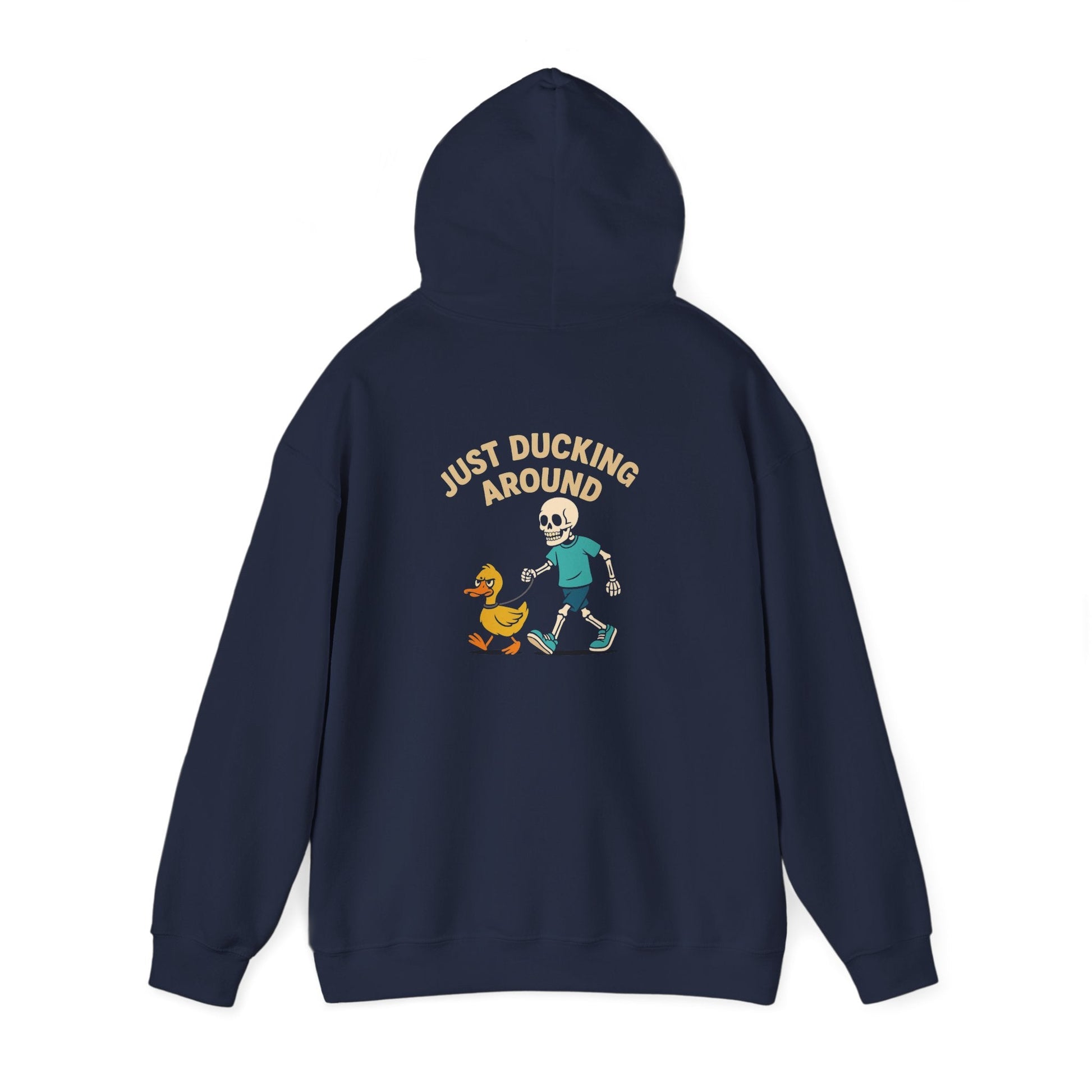 Just Ducking Around – Funny Skeleton Walking Duck | Funny Graphic Hoodie – S Hoodie by Printify