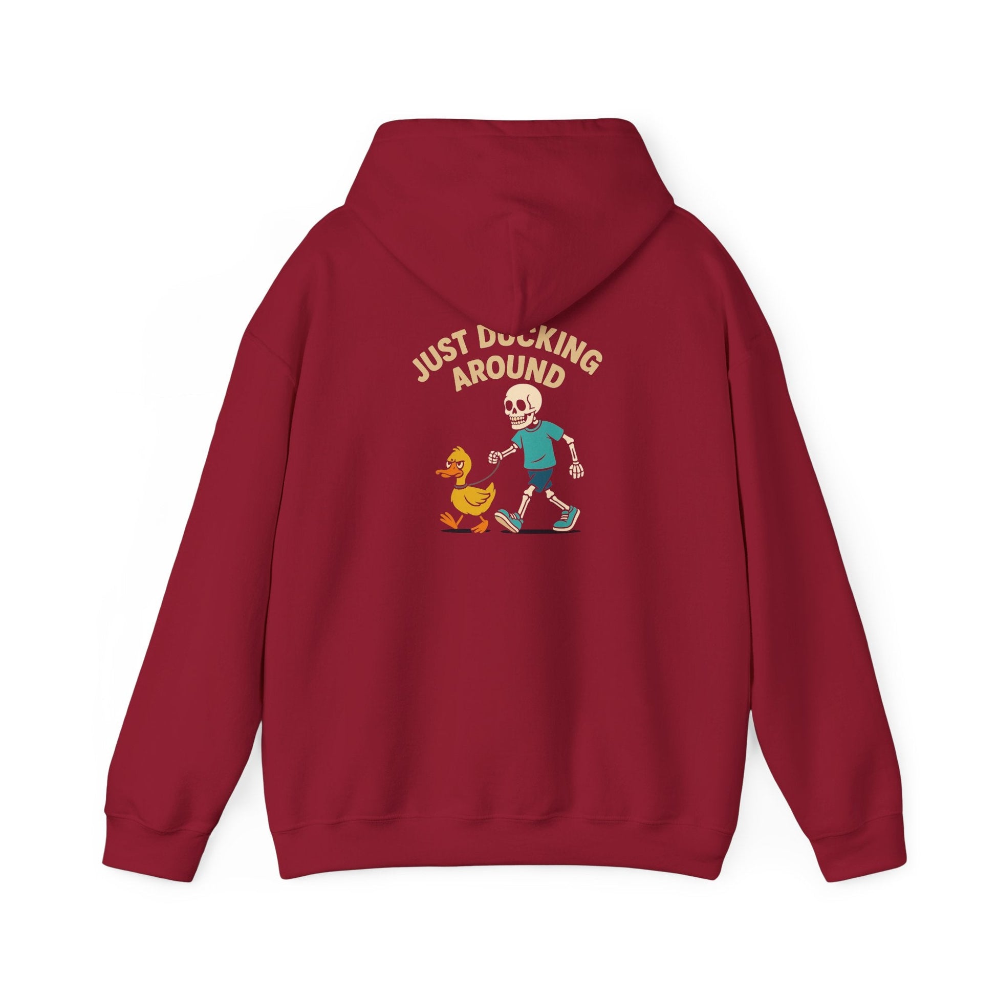 Just Ducking Around – Funny Skeleton Walking Duck | Funny Graphic Hoodie – S Hoodie by Printify