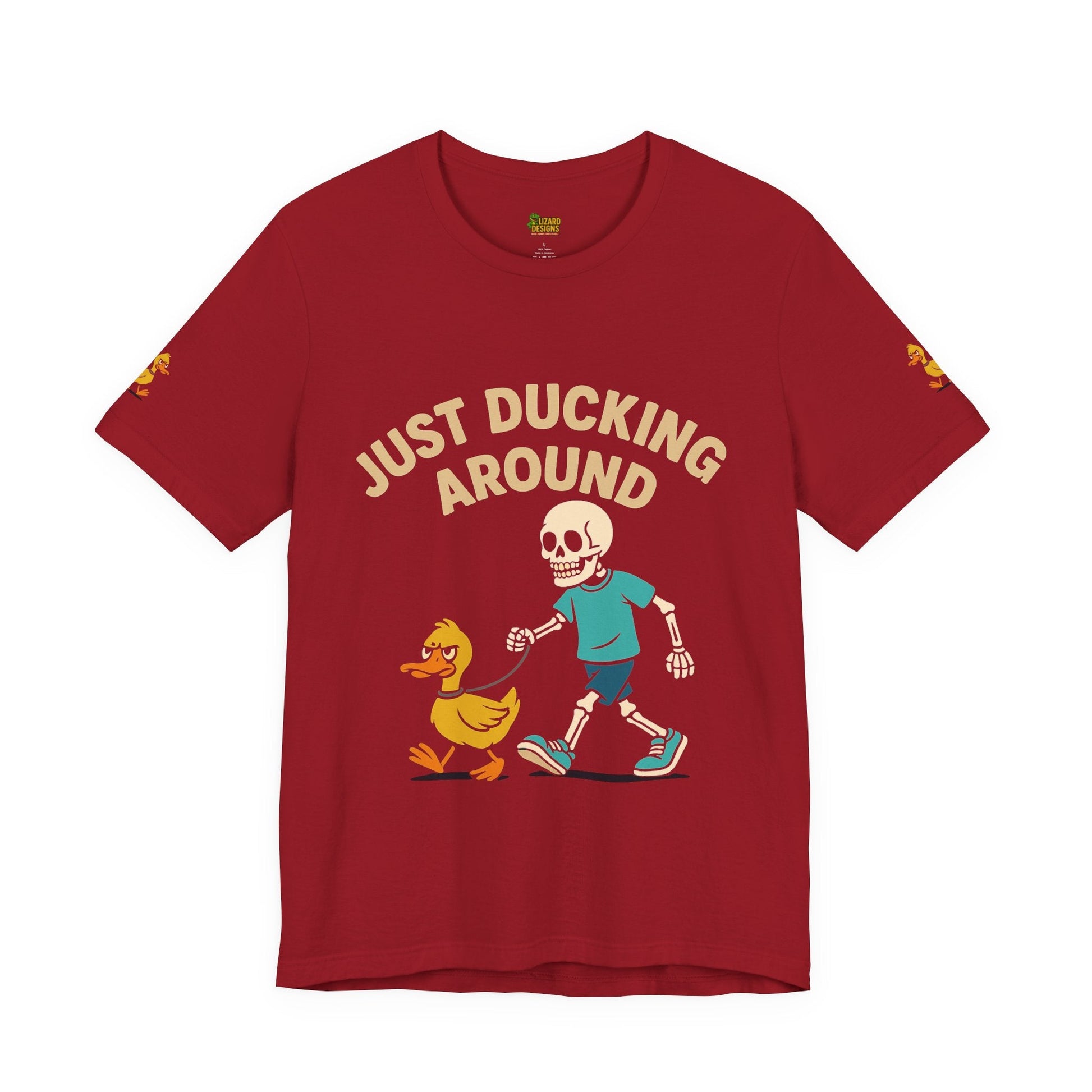 Just Ducking Around – Funny Skeleton Walking Duck Shirt | Bold Humor Tee – Aqua T-Shirt for Best Sellers (40 view)