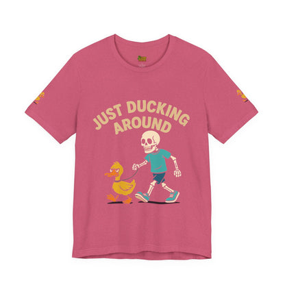 Just Ducking Around – Funny Skeleton Walking Duck Shirt | Bold Humor Tee – Aqua T-Shirt for Best Sellers (35 view)