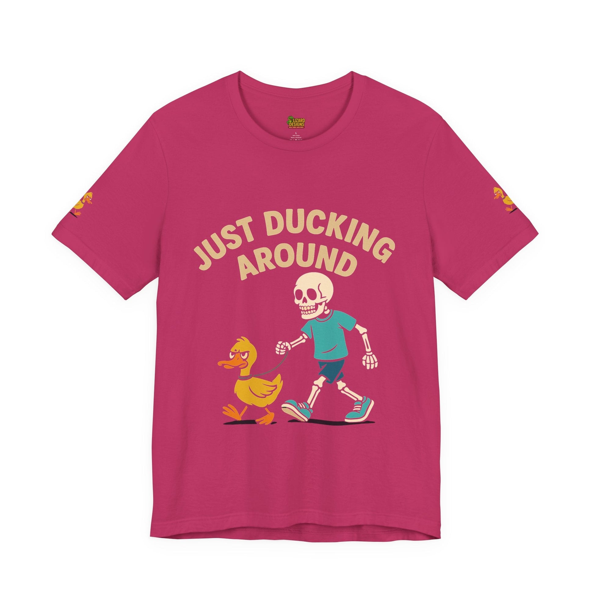 Just Ducking Around – Funny Skeleton Walking Duck Shirt | Bold Humor Tee – Berry T-Shirt for Best Sellers (30 view)