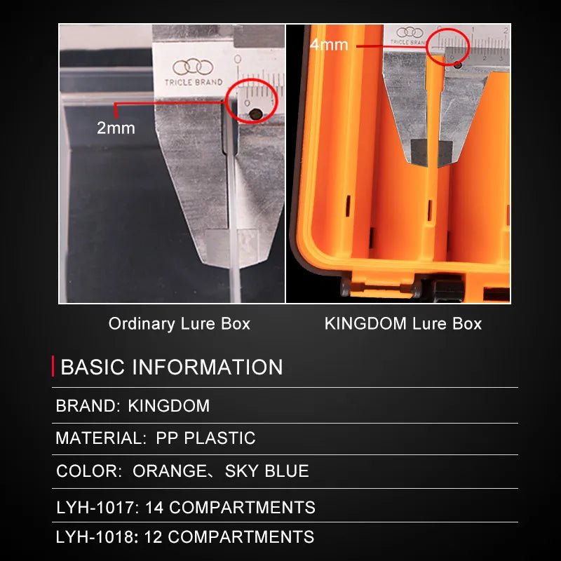 Kingdom Fishing Tackle Box – Double - Sided 12/14 Compartments, High - Strength Storage | Accessories – lyh - 1017 orange Fishing Gear for ABS Material (3 view)