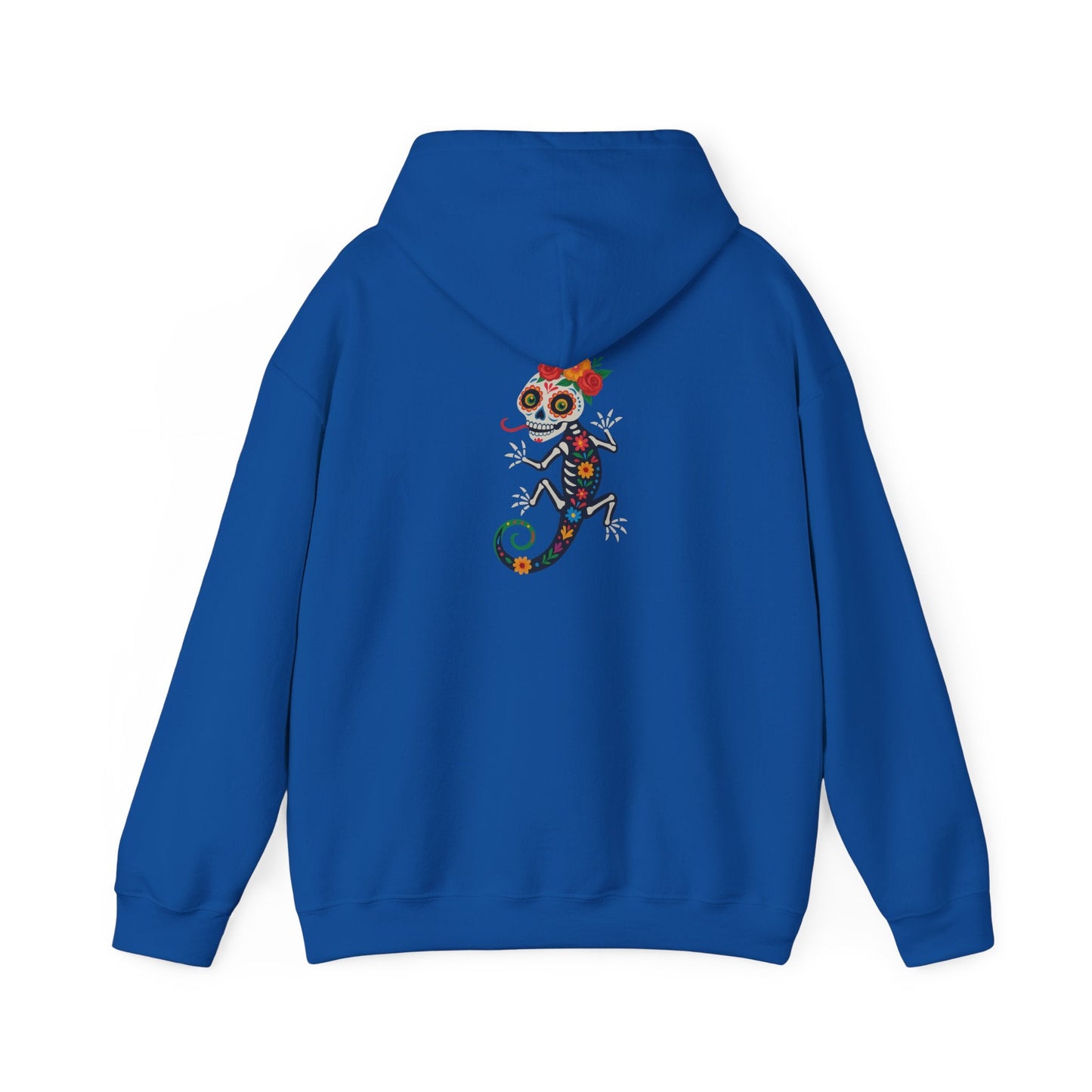 La Lagartija Viva – Sugar Skull Lizard Hooded Sweatshirt with Day of the Dead Vibes | Lizard Designs – S Hoodie by Printify
