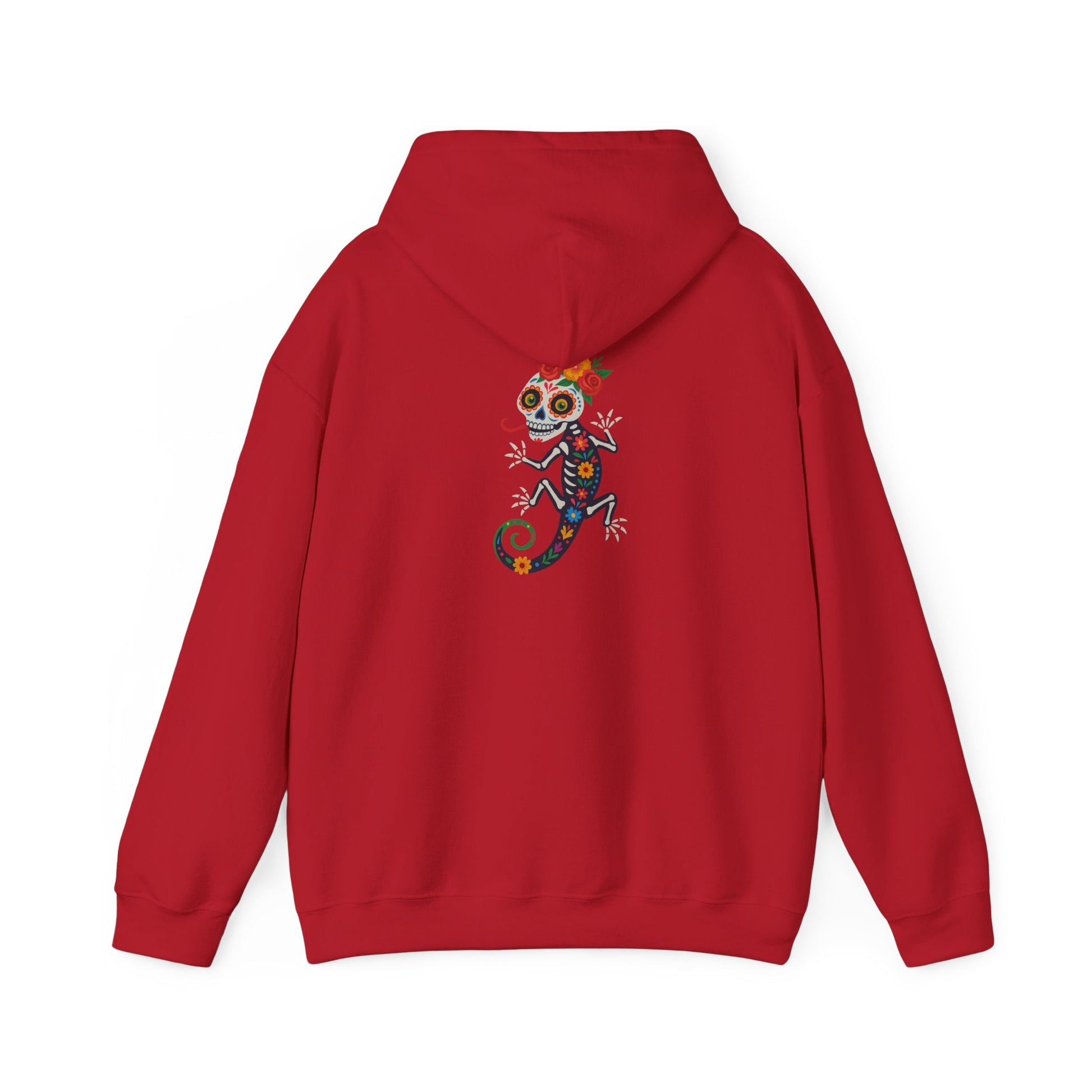 La Lagartija Viva – Sugar Skull Lizard Hooded Sweatshirt with Day of the Dead Vibes | Lizard Designs – S Hoodie by Printify