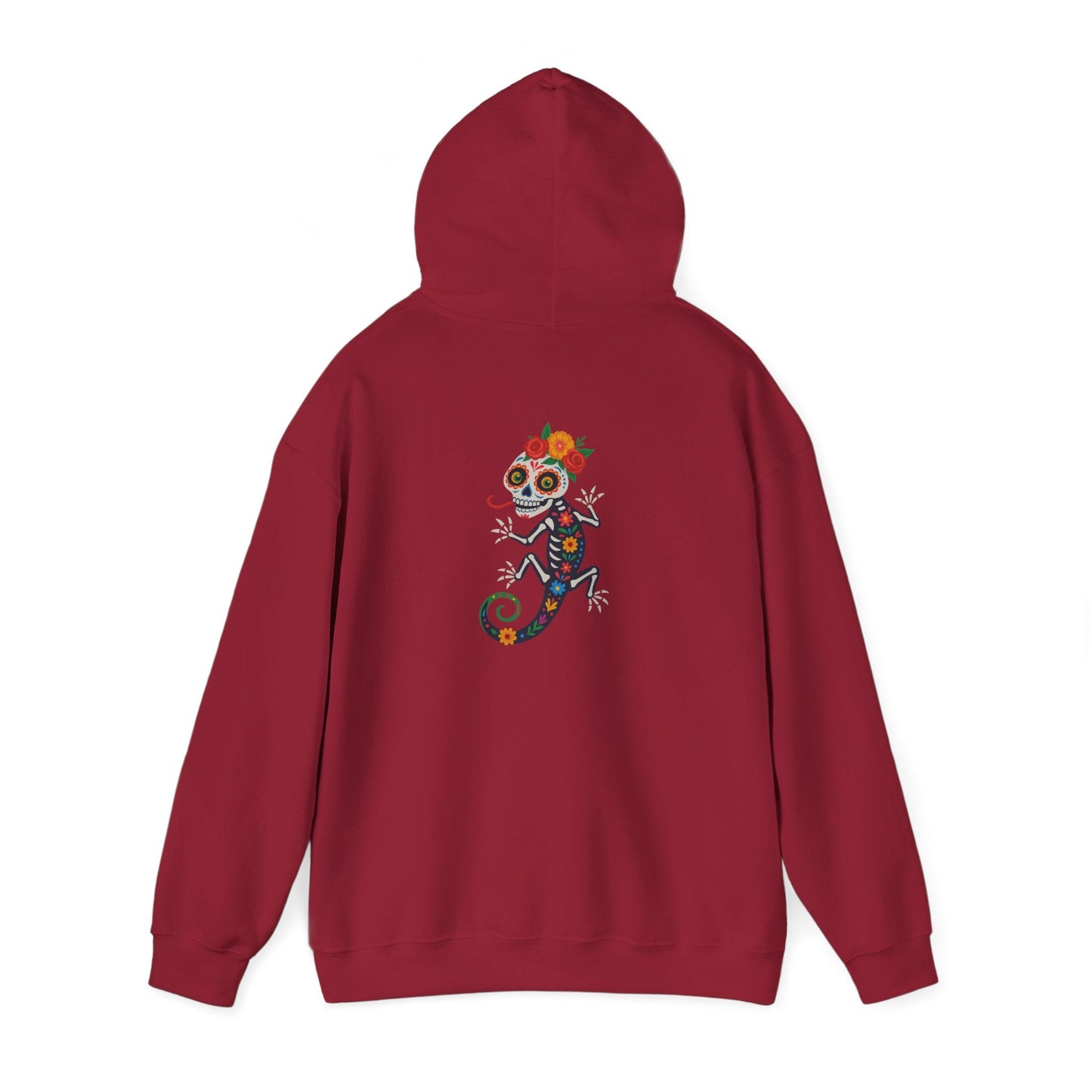 La Lagartija Viva – Sugar Skull Lizard Hooded Sweatshirt with Day of the Dead Vibes | Lizard Designs – S Hoodie by Printify