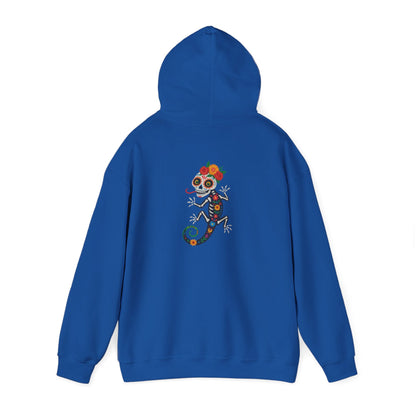 La Lagartija Viva – Sugar Skull Lizard Hooded Sweatshirt with Day of the Dead Vibes | Lizard Designs – S Hoodie by Printify