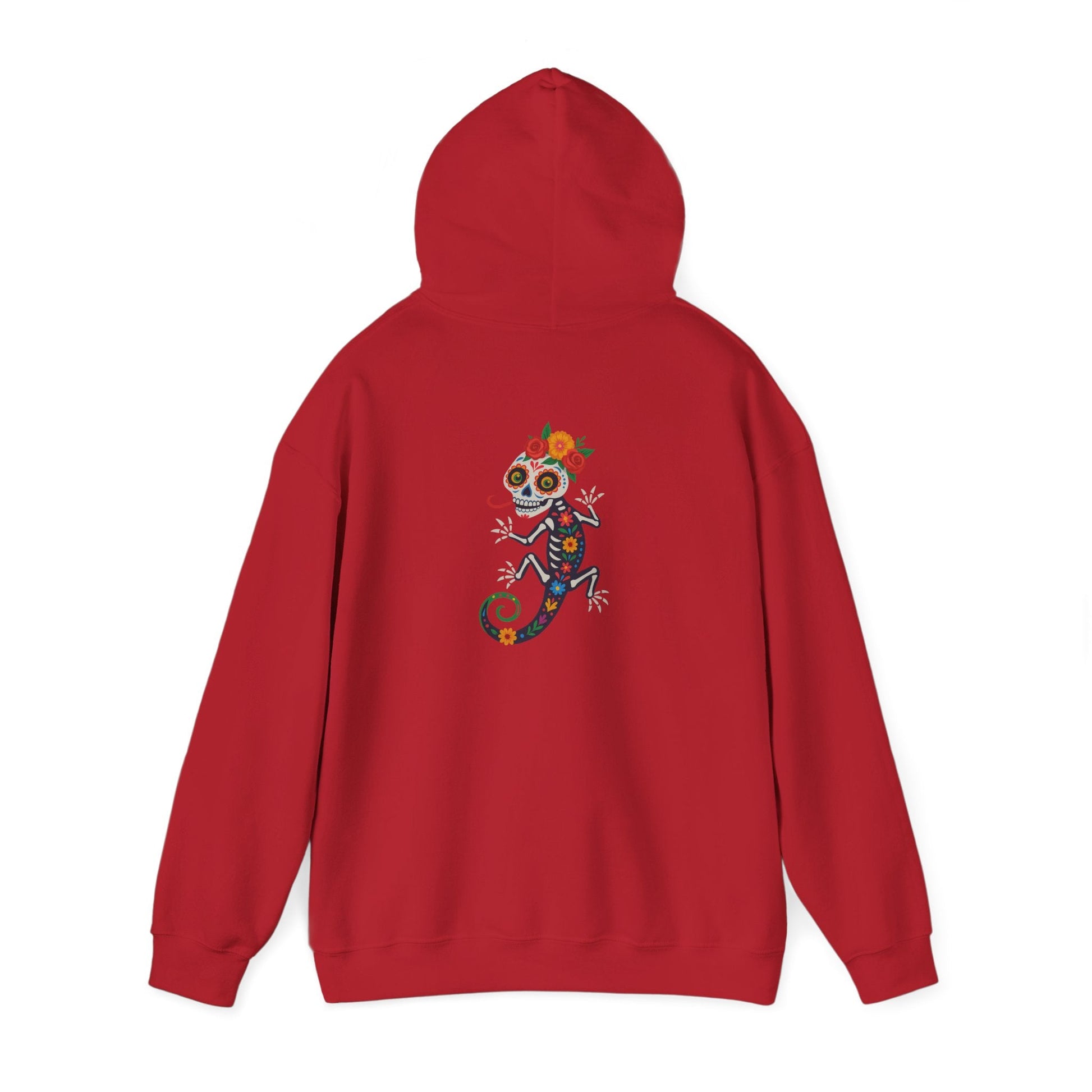 La Lagartija Viva – Sugar Skull Lizard Hooded Sweatshirt with Day of the Dead Vibes | Lizard Designs – S Hoodie by Printify
