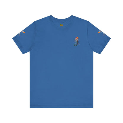 La Lagartija Viva – Sugar Skull Lizard Tee with Day of the Dead Vibes | Unisex Halloween Shirt – Columbia Blue T-Shirt for artsy apparel (6 view)