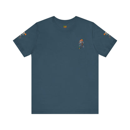 La Lagartija Viva – Sugar Skull Lizard Tee with Day of the Dead Vibes | Unisex Halloween Shirt – Deep Teal T-Shirt for artsy apparel (7 view)