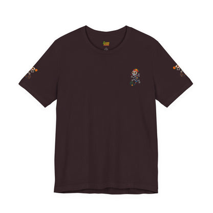 La Lagartija Viva – Sugar Skull Lizard Tee with Day of the Dead Vibes | Unisex Halloween Shirt – Oxblood Black T-Shirt for artsy apparel (73 view)