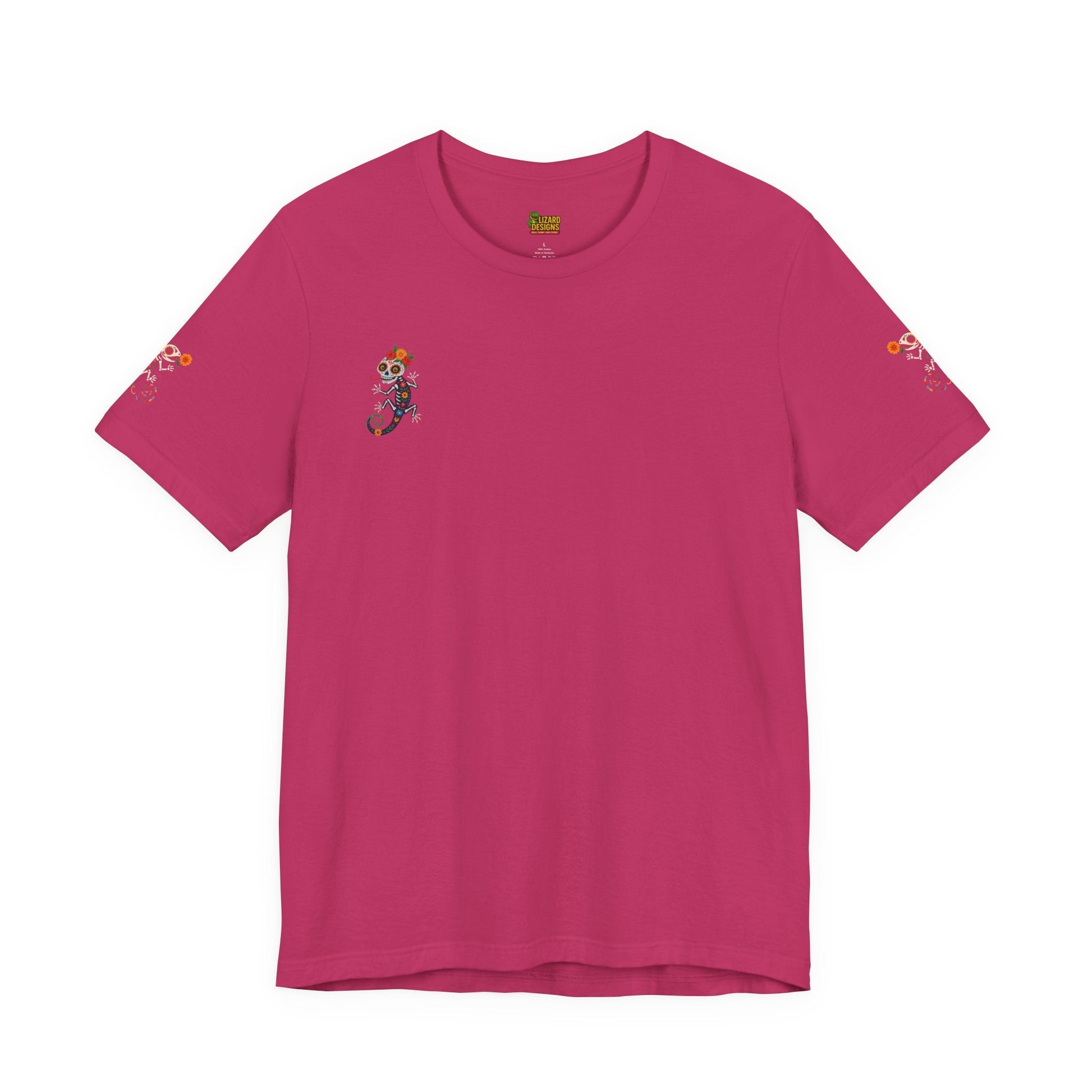 La Lagartija Viva – Sugar Skull Lizard Tee with Day of the Dead Vibes | Unisex Halloween Shirt – Berry T-Shirt for artsy apparel (66 view)