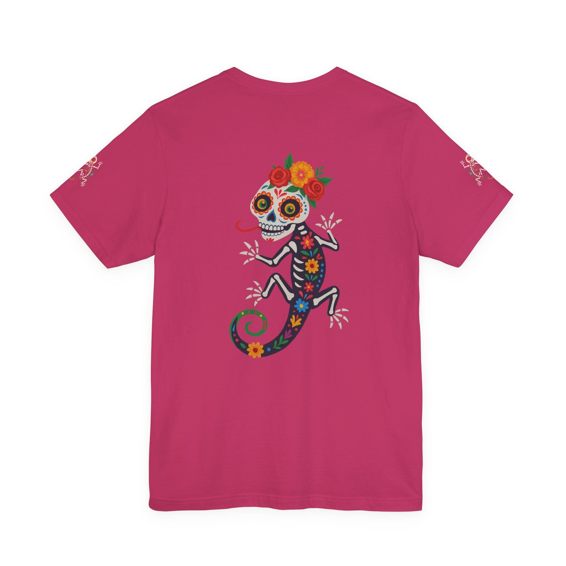 La Lagartija Viva – Sugar Skull Lizard Tee with Day of the Dead Vibes | Unisex Halloween Shirt – Berry T-Shirt for artsy apparel (67 view)