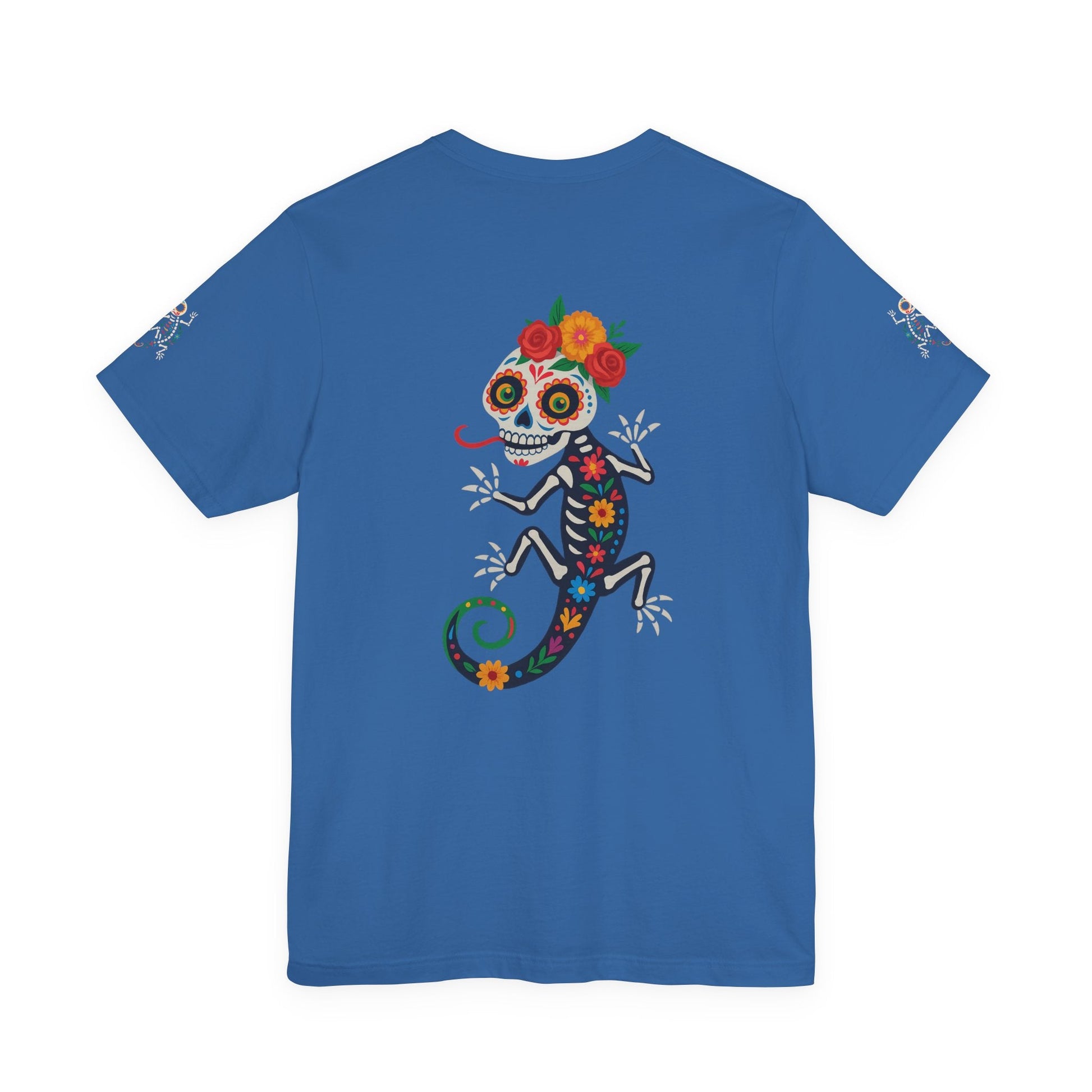 La Lagartija Viva – Sugar Skull Lizard Tee with Day of the Dead Vibes | Unisex Halloween Shirt – Oxblood Black T-Shirt by Printify