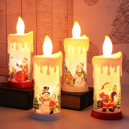 LED Christmas Candle Light – Santa & Snowman Simulation Flame Décor | Holiday Night Light – Type A Santa Claus Candle for christmas (1 view)