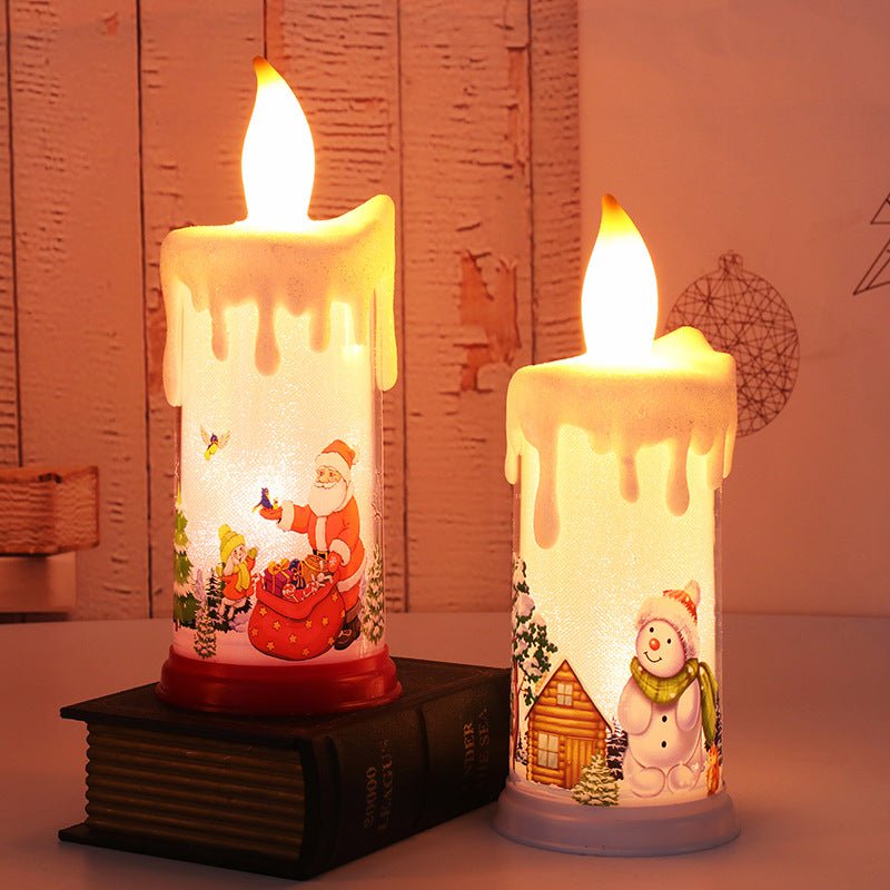 LED Christmas Candle Light – Santa & Snowman Simulation Flame Décor | Holiday Night Light – Type A Santa Claus Candle for christmas (3 view)