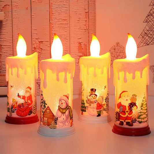 LED Christmas Candle Light – Santa & Snowman Simulation Flame Décor | Holiday Night Light – Type A Santa Claus Candle for christmas (2 view)