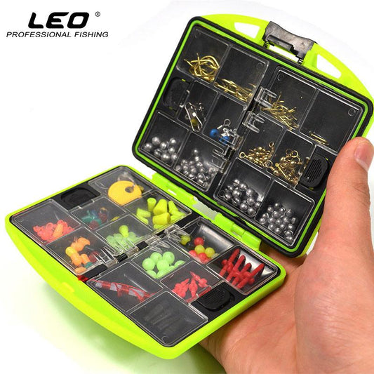 LEO 100 - Piece Fly Fishing Tackle Box (Hooks, Swivels) – green Fishing Gear for 100pcs (2 view)