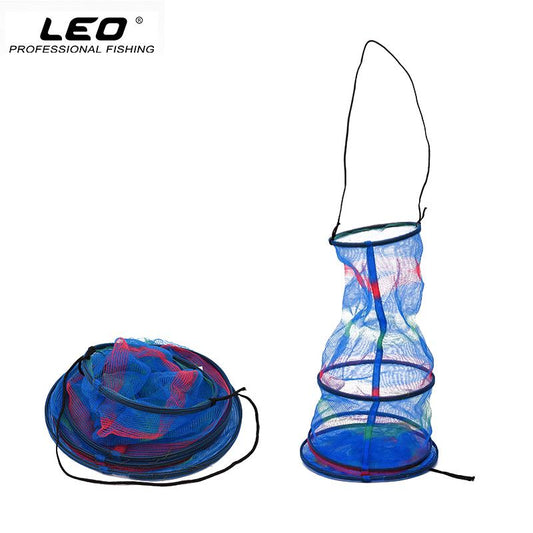 LEO Collapsible Fishing Net Basket – 3 - Layer Nylon Keep Net 65cm | Fish Holder & Trap – Multi Fishing Gear for Collapsible Net (2 view)