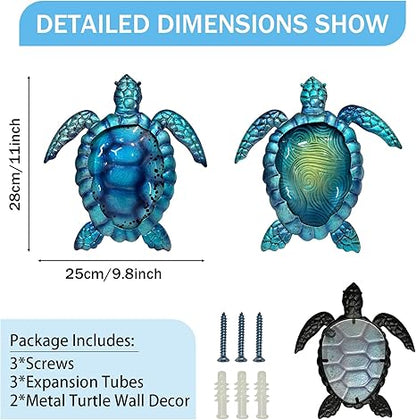 Liffy Metal Turtle Wall Art Decor Ocean Wall Hanging Coastal – Blue&Green Wall Art for coastaldesign (2 view)
