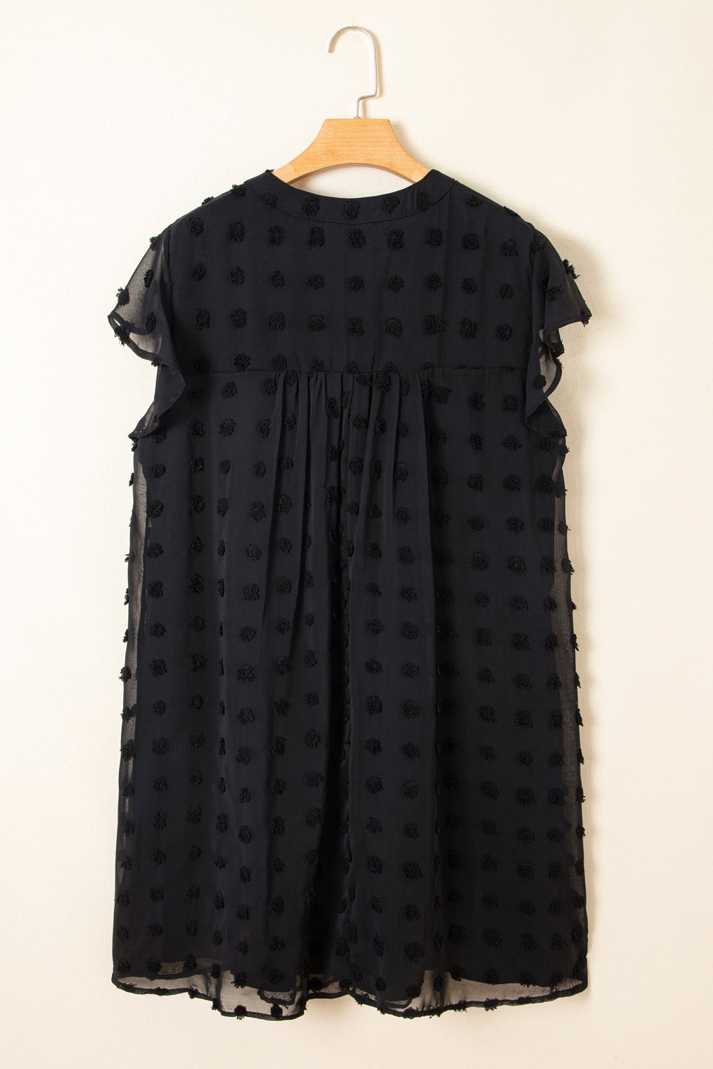 Lilith Plus Size Dotty Textured Ruffled Dress – Black Plus Size/Plus Size Dresses/Plus Size Mini Dresses for Shopify Collective (4 view)