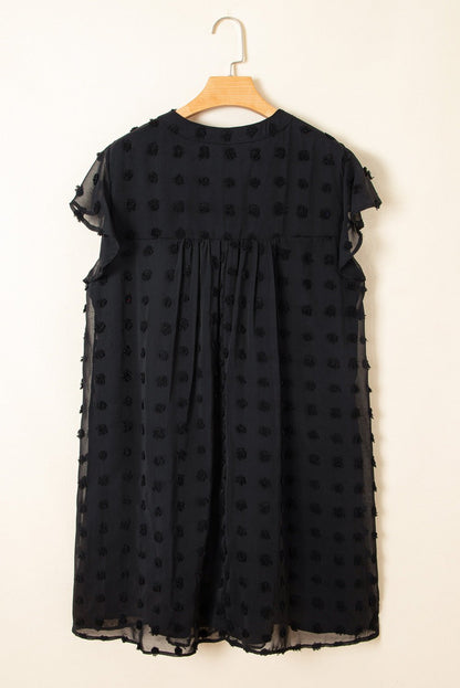 Lilith Plus Size Dotty Textured Ruffled Dress – Black Plus Size/Plus Size Dresses/Plus Size Mini Dresses for Shopify Collective (4 view)