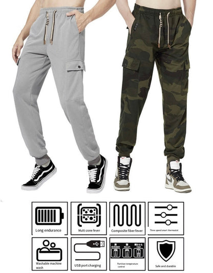 LITEGUEST™ Heated Cargo Multi - Pocket Pants for Outdoor Activities – Green Camouflage Pants for Apparel (6 view)