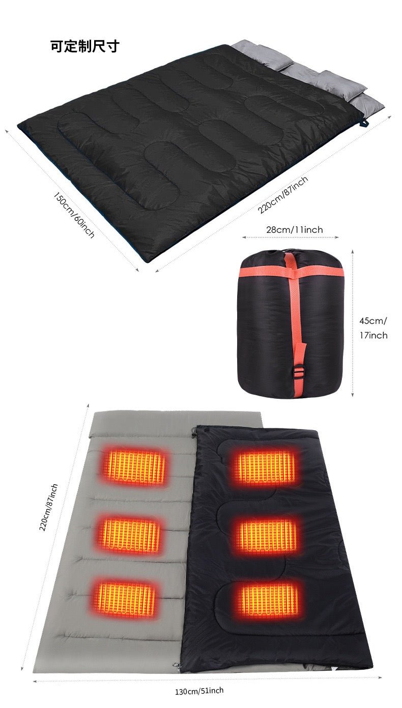 LITEGUEST Heated Double Sleeping Bag – USB - Powered for Cold - Weather Camping – 60*87 inches Sleeping Bag for camping (7 view)