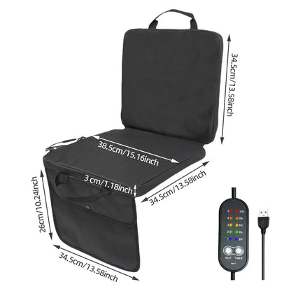 LITEGUEST USB Heated Stadium Seat Cushion Foldable Portable Chair Pad – Black Cushion for Camping Furniture (3 view)