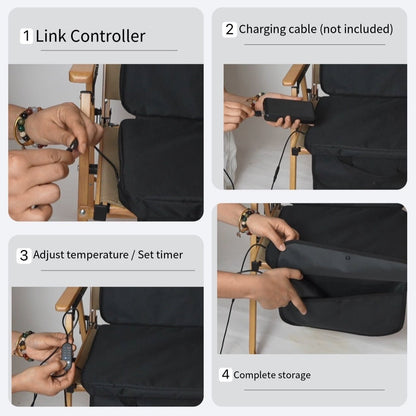 LITEGUEST USB Heated Stadium Seat Cushion Foldable Portable Chair Pad – Black Cushion for Camping Furniture (4 view)