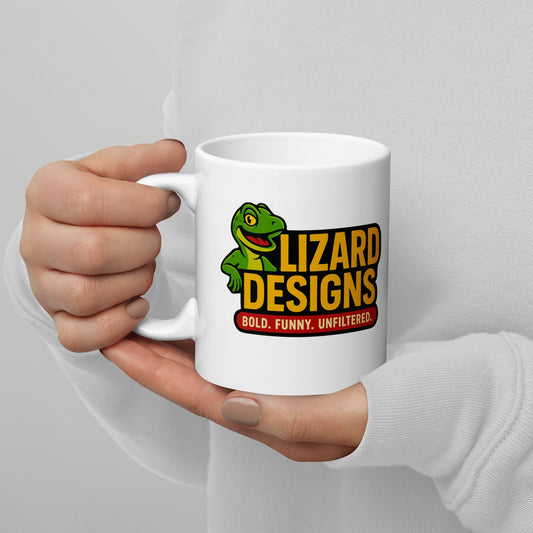 Lizard Designs White glossy mug – 15 oz Mug for Lizard Designs (2 view)