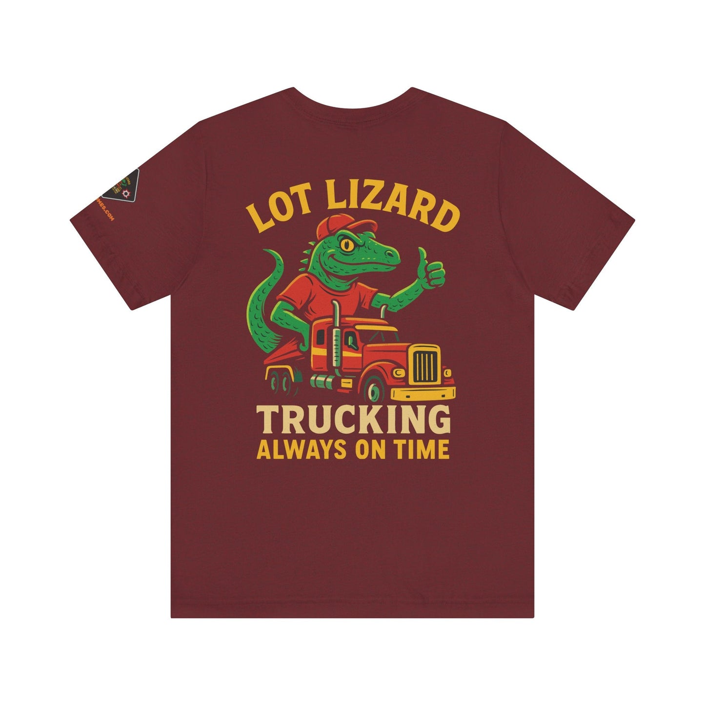 Lizard Trucking Tee – Always On Time | Funny Trucker Shirt – Oxblood Black T-Shirt by Printify