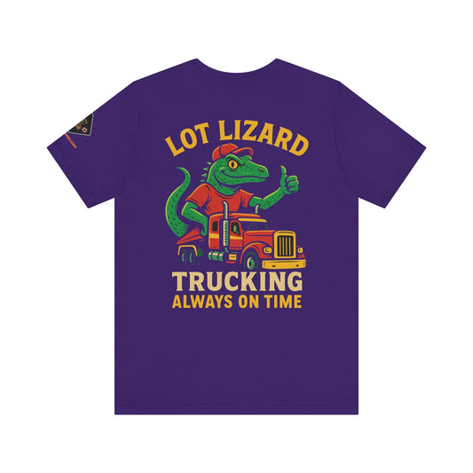 Lizard Trucking Tee – Always On Time | Funny Trucker Shirt – Team Purple T-Shirt for Casual Everyday Wear (2 view)