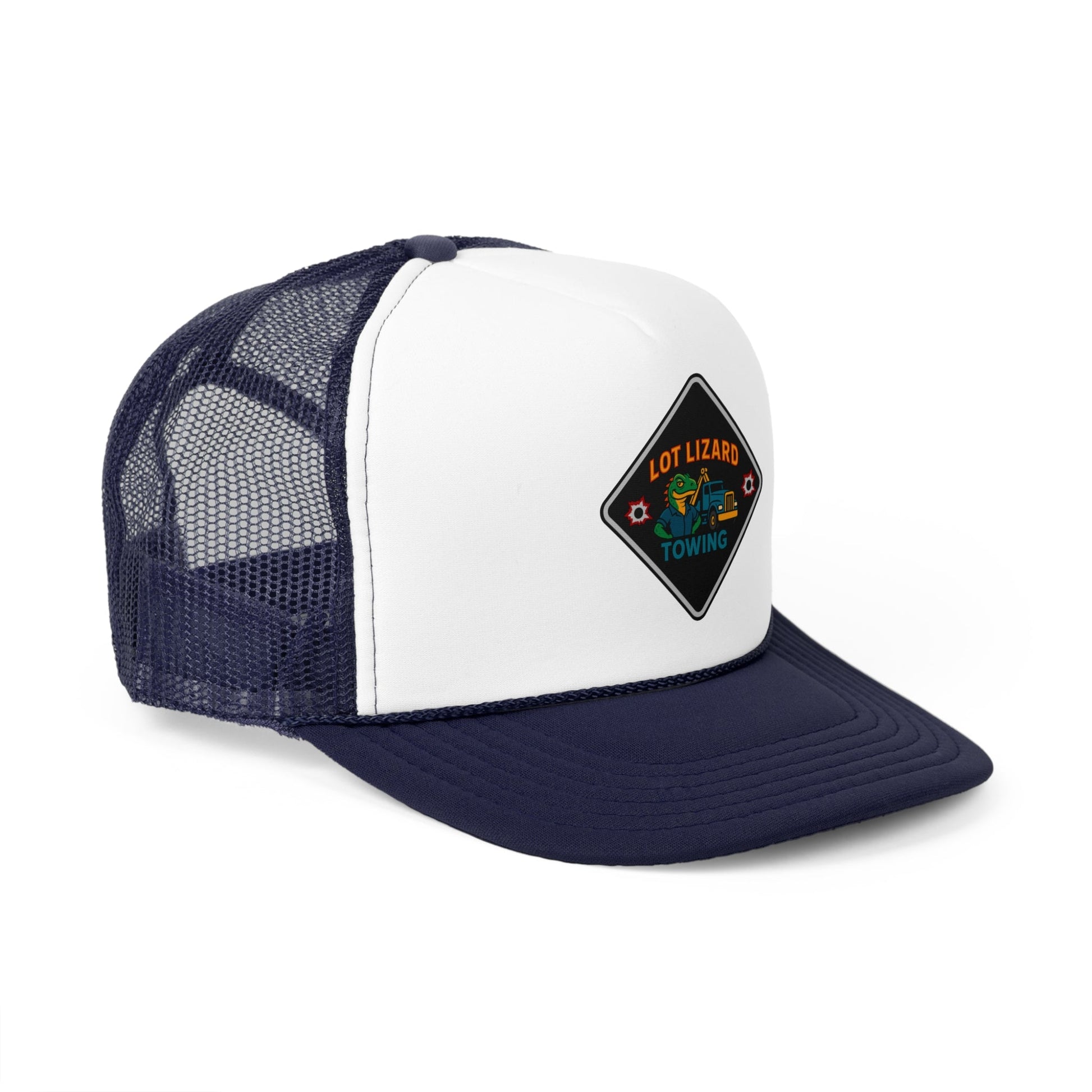 Lot Lizard Towing Hat | Funny Road Sign Cap for Truckers – Dark Navy Hats for casual trucker (23 view)