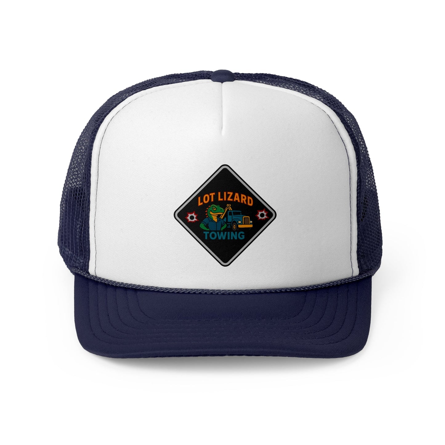 Lot Lizard Towing Hat | Funny Road Sign Cap for Truckers – Dark Navy Hats for casual trucker (22 view)