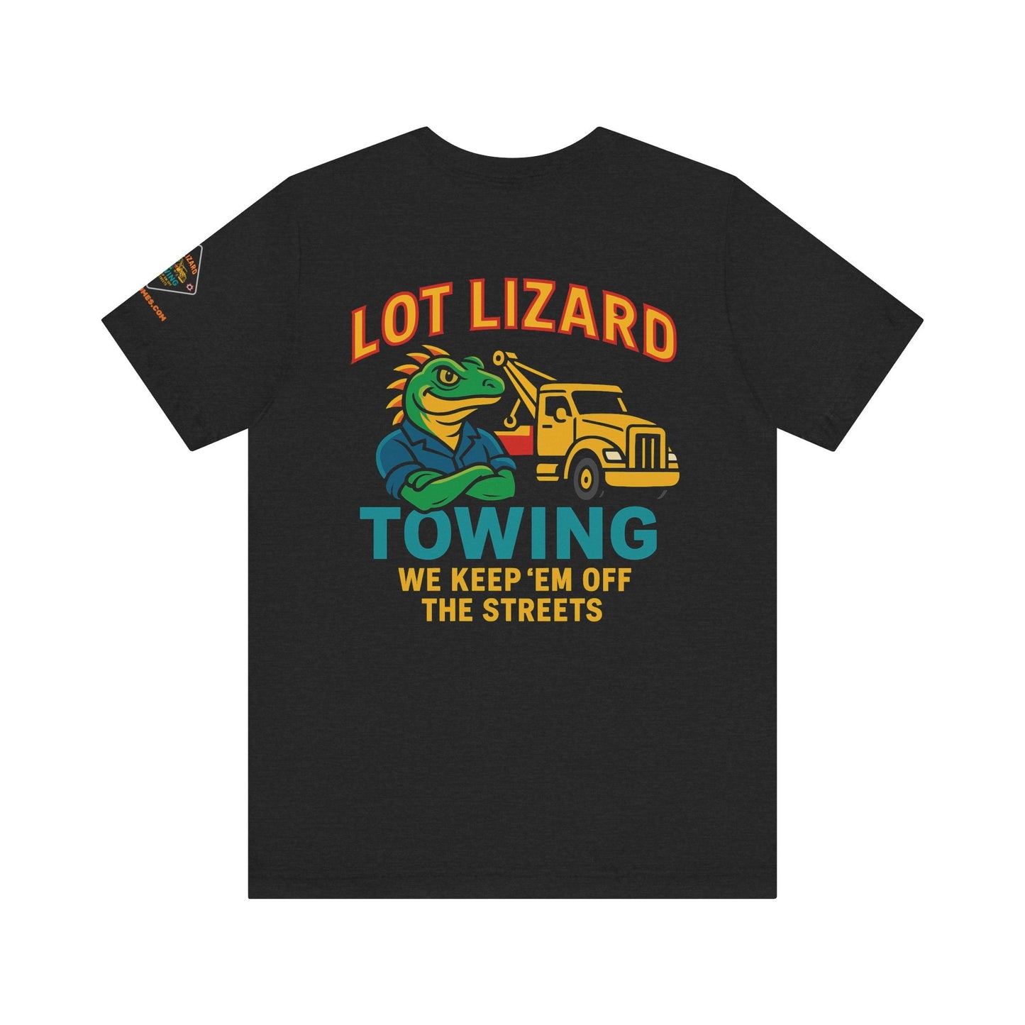 Lot Lizard Towing Tee – We Keep'em Off the Streets | Funny Trucker Shirt – Black T-Shirt for Casual Everyday Wear (2 view)