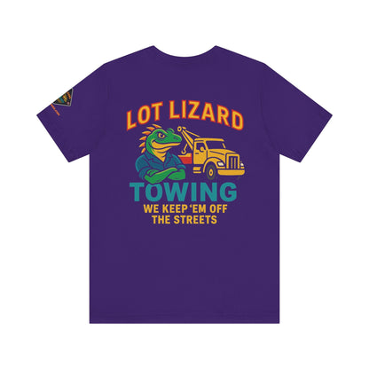 Lot Lizard Towing Tee – We Keep'em Off the Streets | Funny Trucker Shirt – Black T-Shirt for Casual Everyday Wear (3 view)