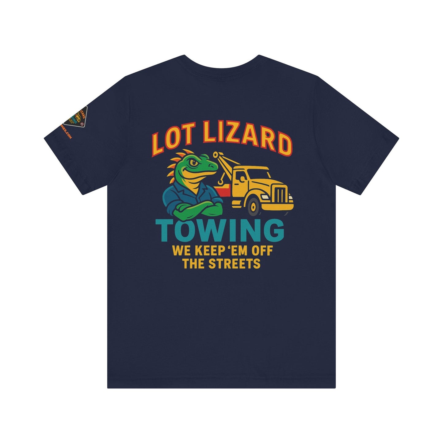 Lot Lizard Towing Tee – We Keep'em Off the Streets | Funny Trucker Shirt – Black T-Shirt by Printify