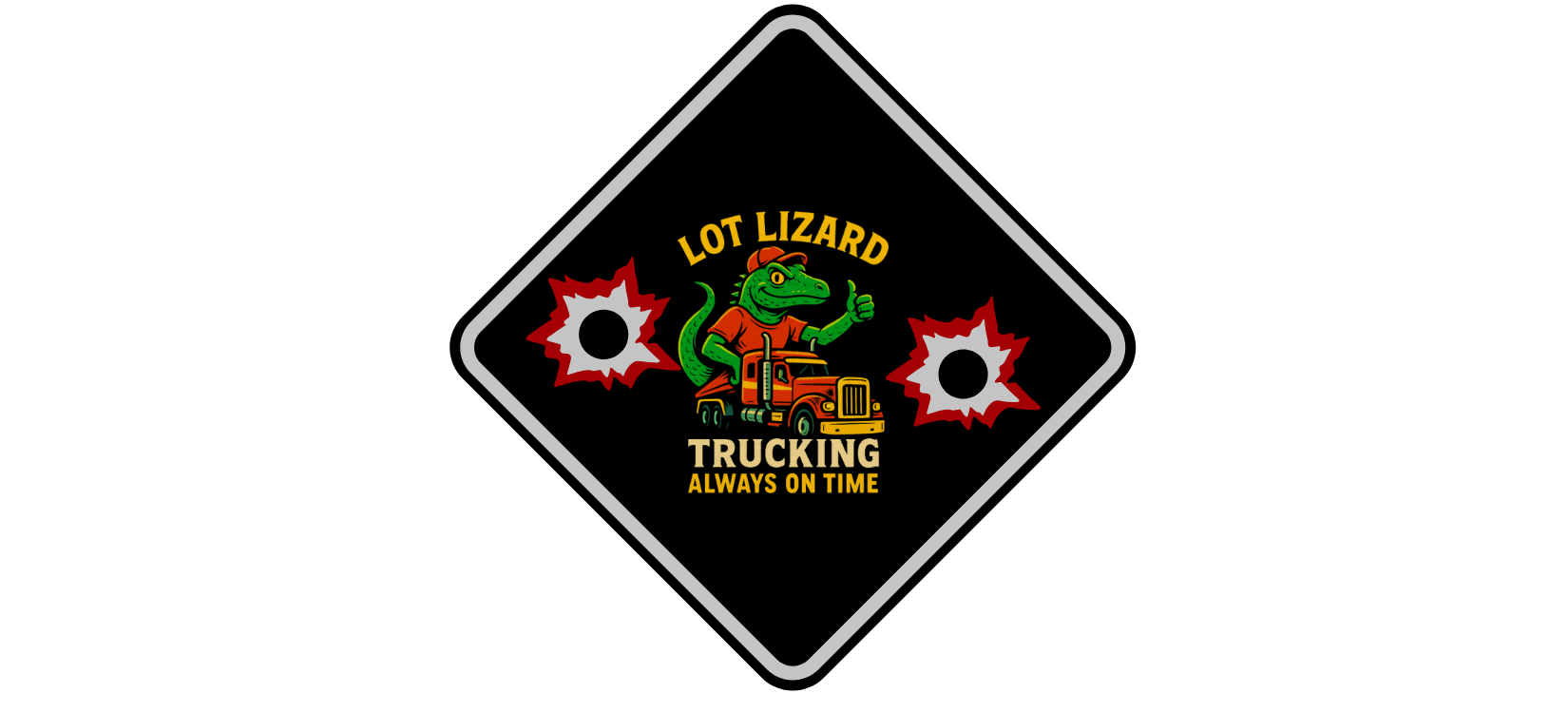 Lot Lizard Trucking Hat – Always on Time Trucker Cap | Bold Funny Road Sign Design for Diesel Junkies & Big Rig Fans – Black Hats for casual trucker (2 view)