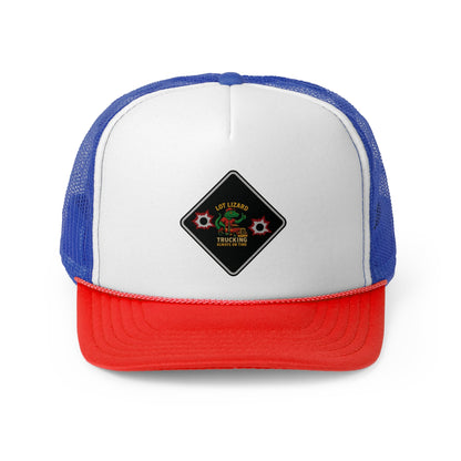 Lot Lizard Trucking Hat – Always on Time Trucker Cap | Bold Funny Road Sign Design for Diesel Junkies & Big Rig Fans – Blue/Red Hats for casual trucker (14 view)