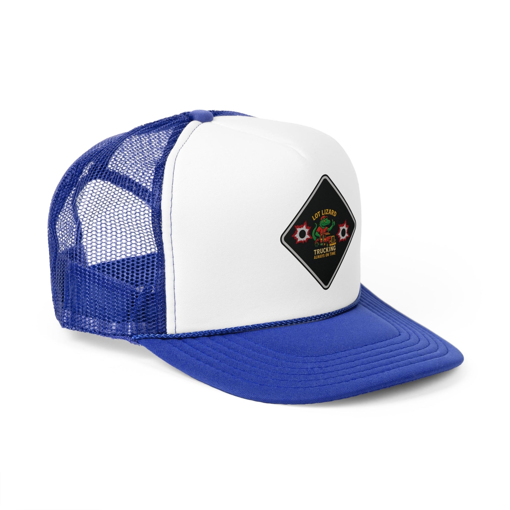 Lot Lizard Trucking Hat – Always on Time Trucker Cap | Bold Funny Road Sign Design for Diesel Junkies & Big Rig Fans – Royal Hats for casual trucker (27 view)