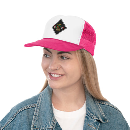 Lot Lizard Trucking Hat – Always on Time Trucker Cap | Bold Funny Road Sign Design for Diesel Junkies & Big Rig Fans – Pink Hats for casual trucker (13 view)